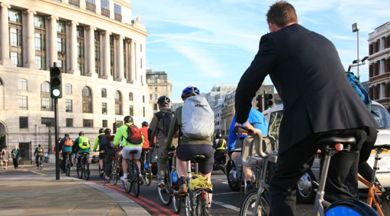 Commuters on bikes